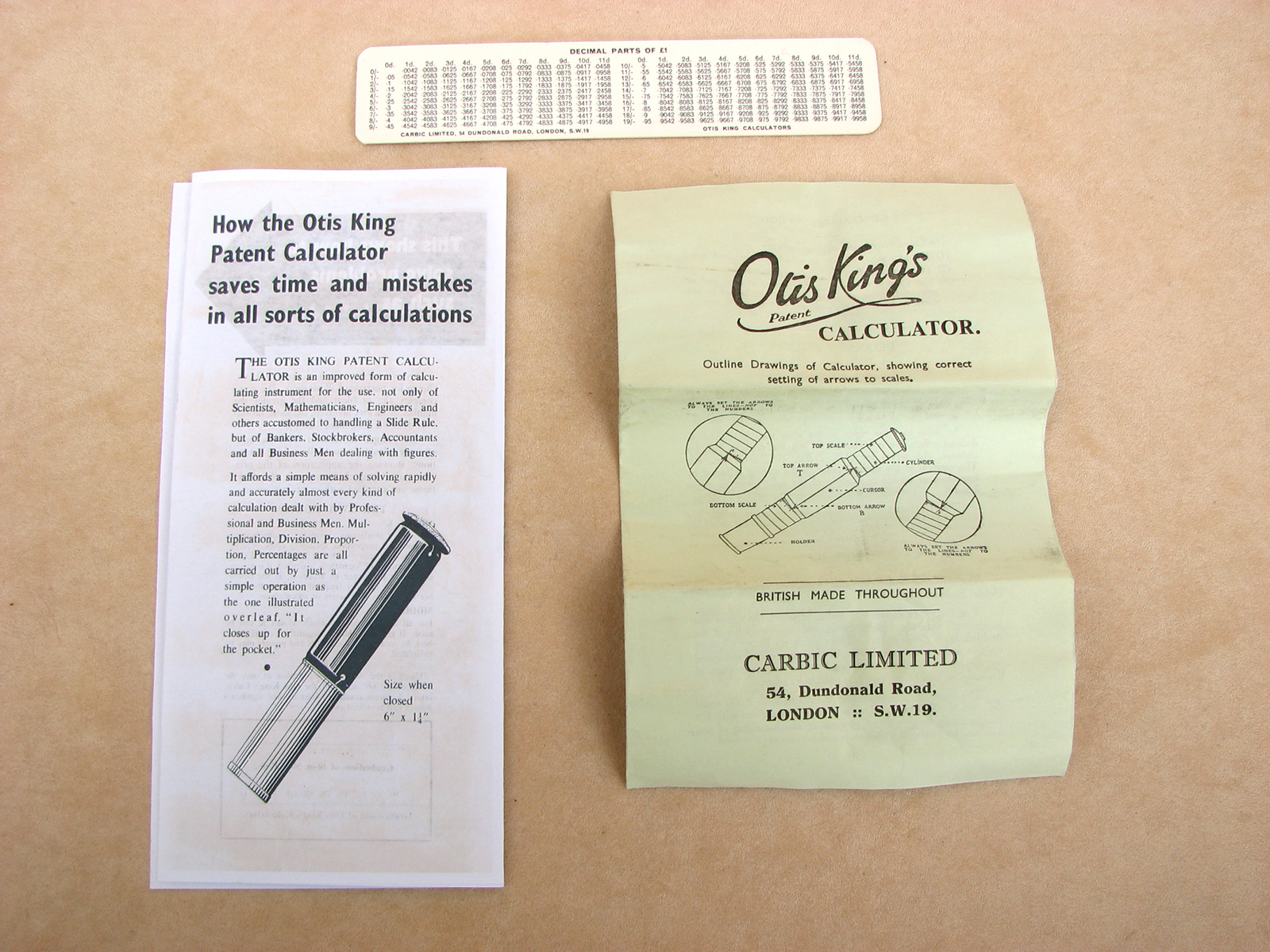 1960's Otis King Model K type C slide rule calculator with original instructions